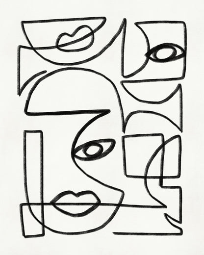 Abstract Line Art Faces