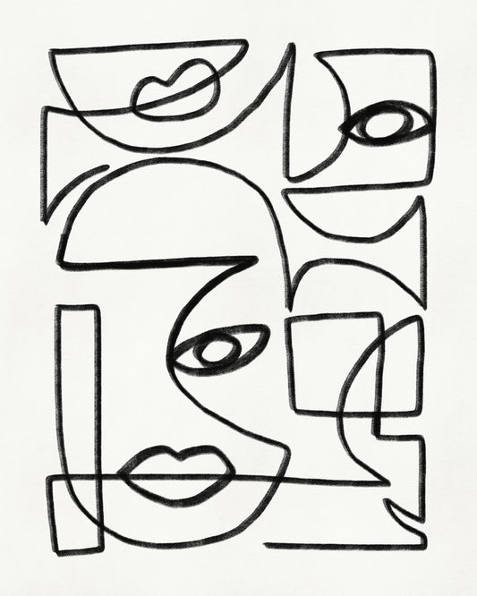Abstract Line Art Faces