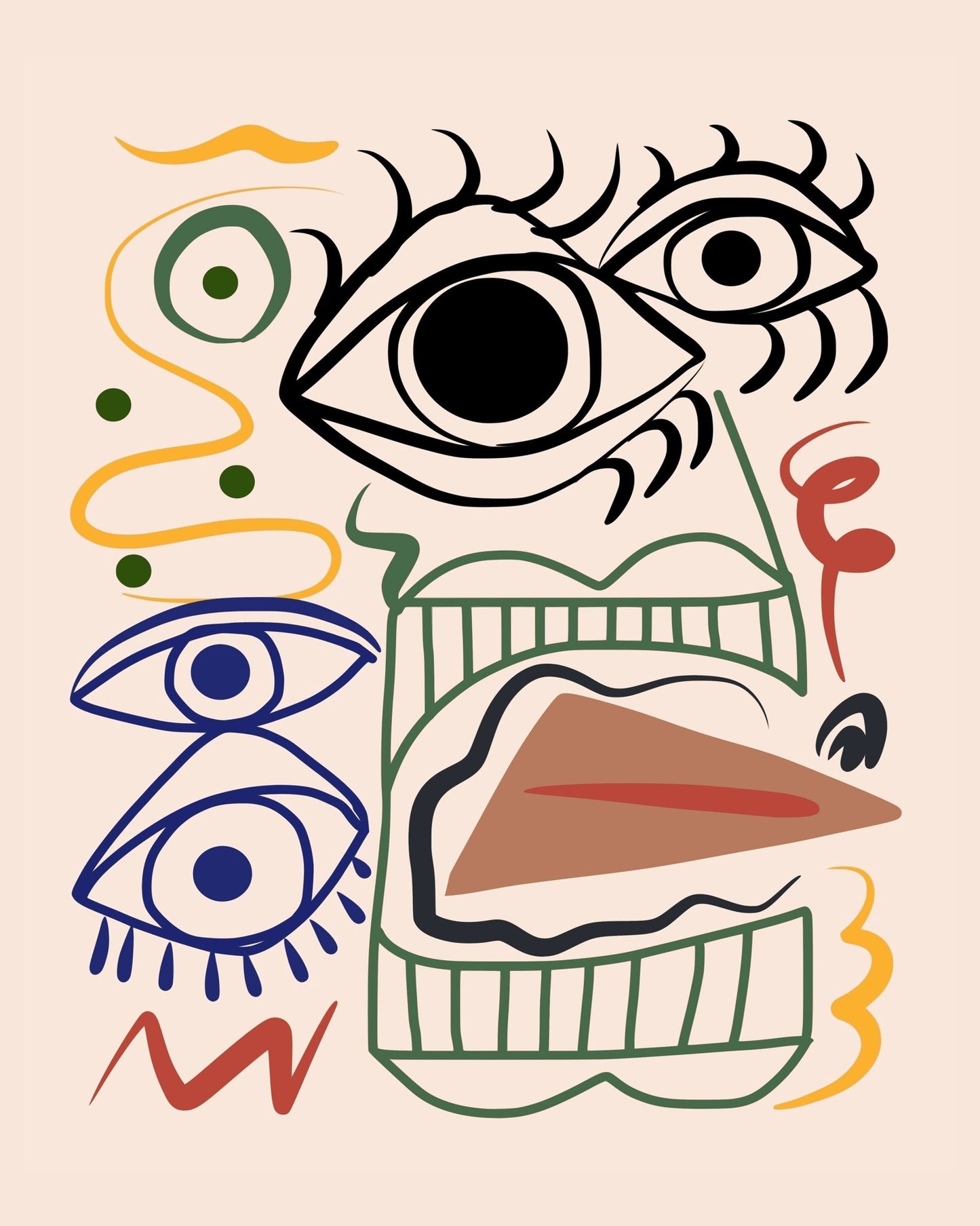 Line Art Bizarre Totem