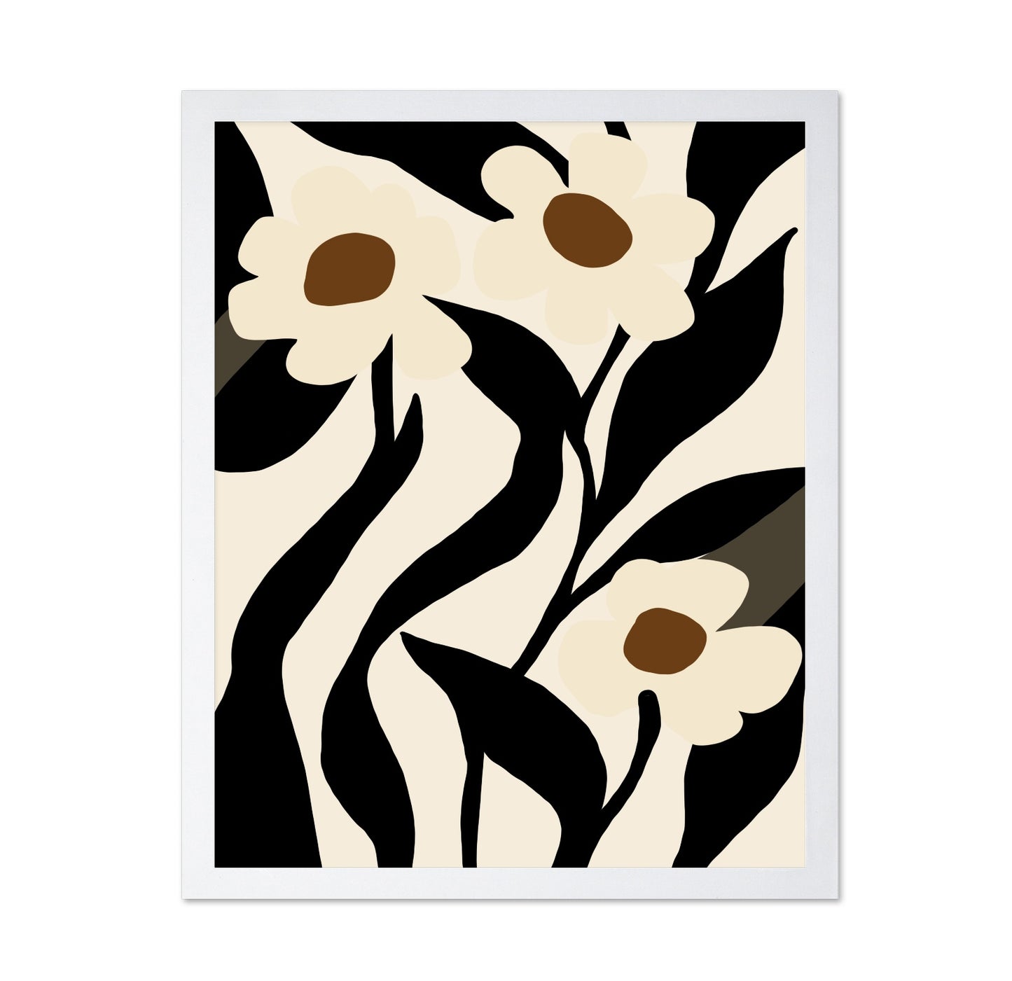 Stylized Floral In Black