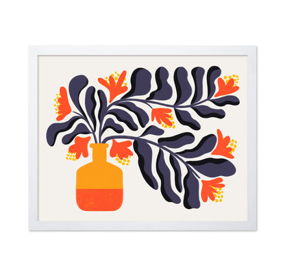 Vibrant Orange Flowers In A Stylized Vase