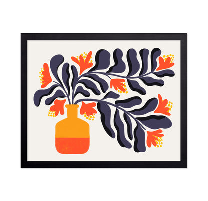 Vibrant Orange Flowers In A Stylized Vase