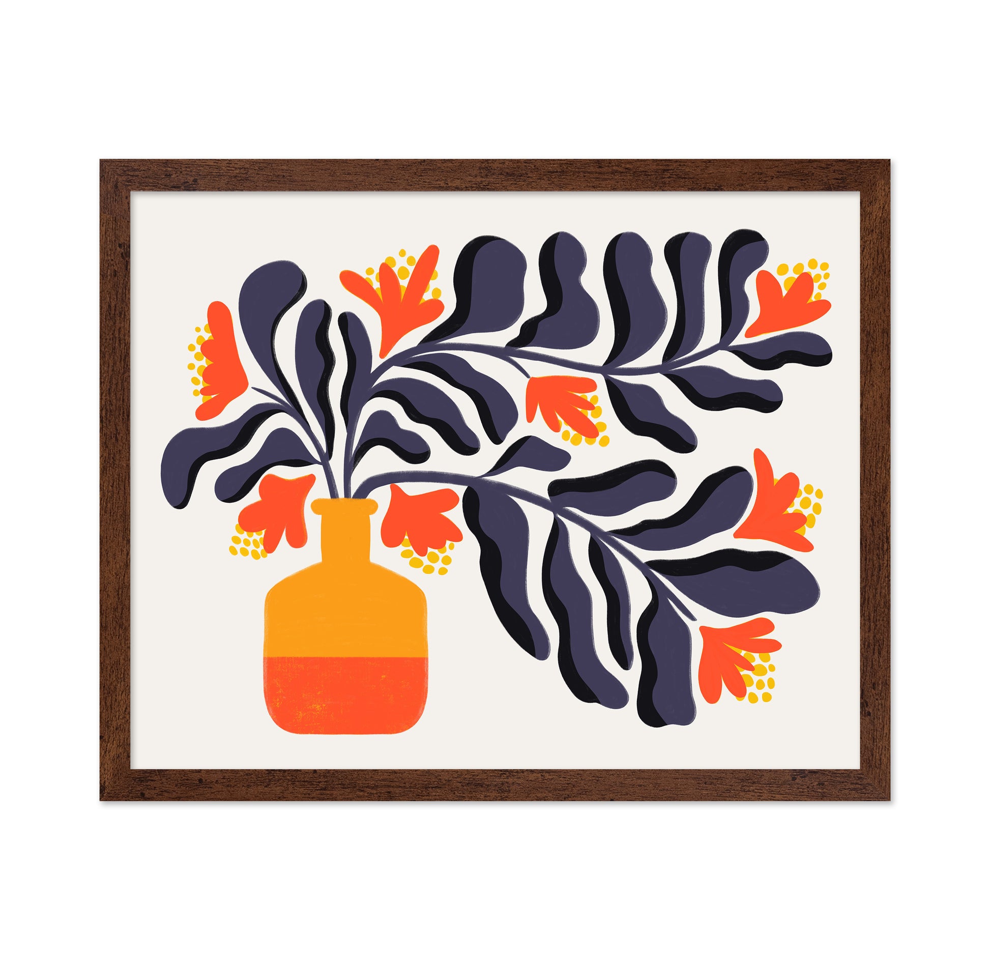 Vibrant Orange Flowers In A Stylized Vase