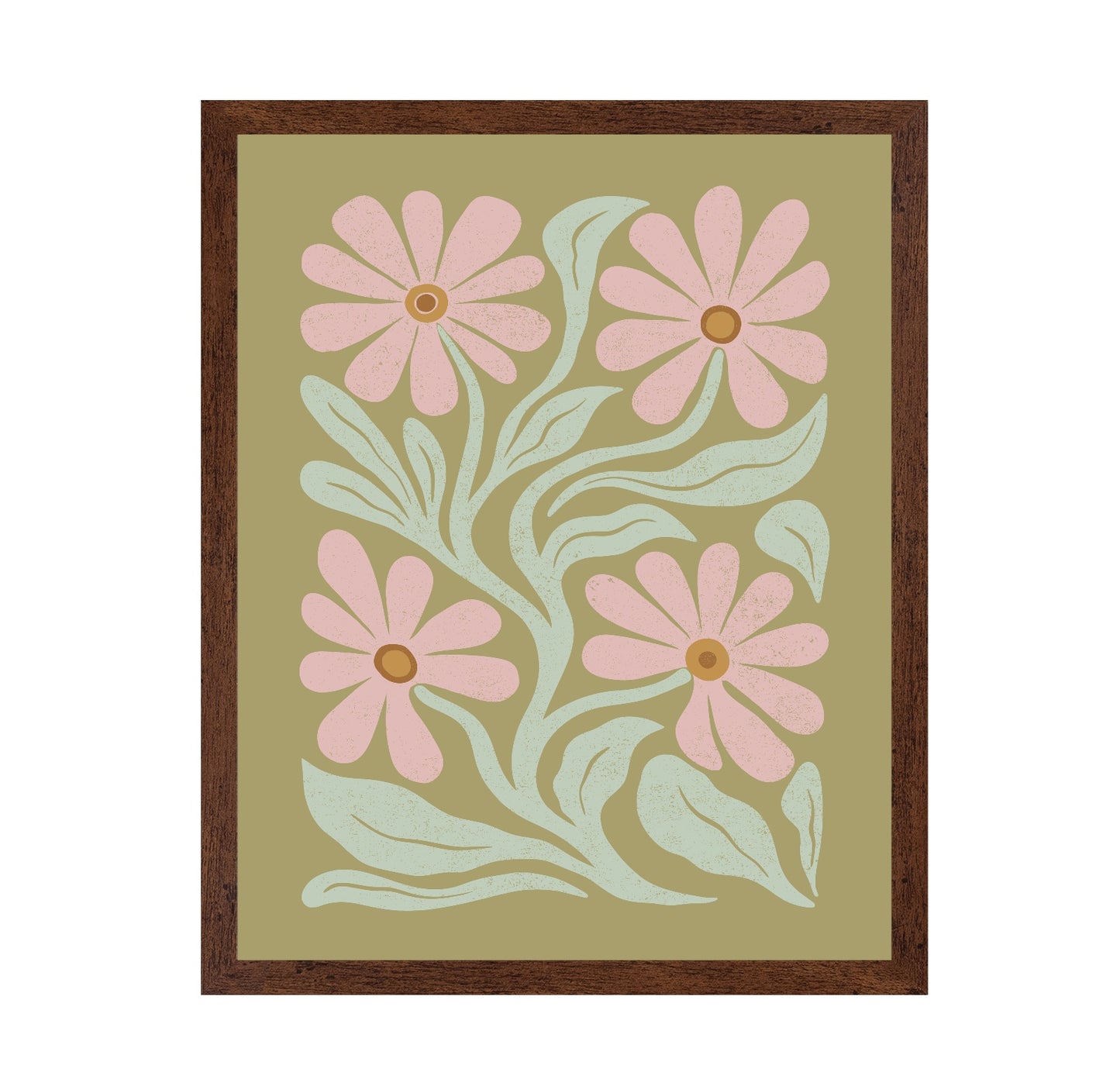 Abstract Flowers Pink and Green