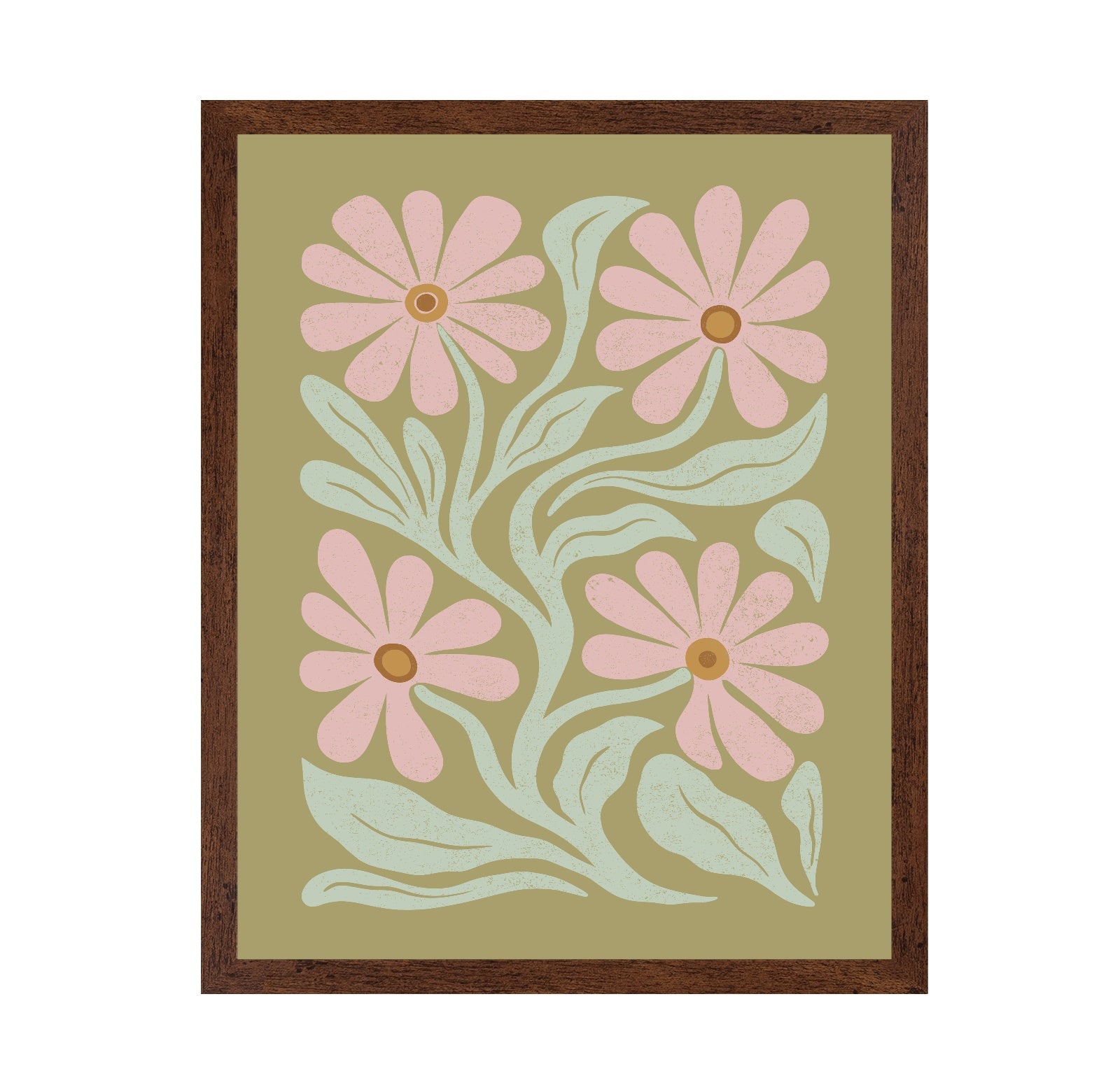 Abstract Flowers Pink and Green