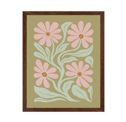 Abstract Flowers Pink and Green
