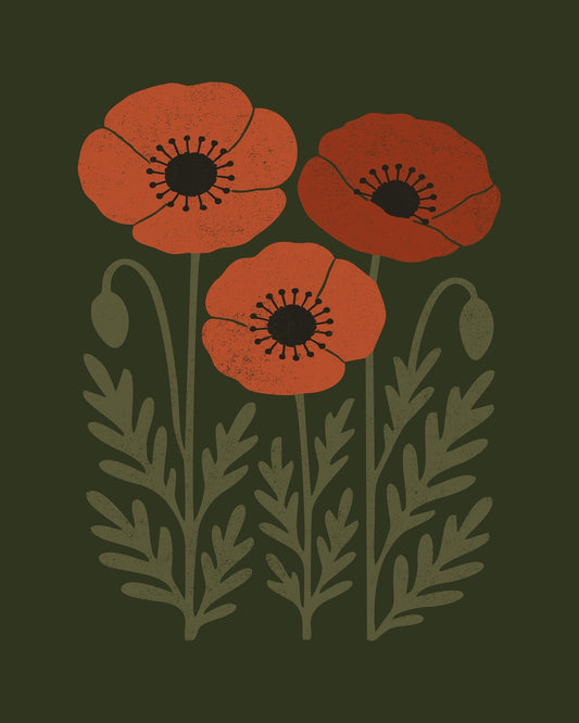 Abstract Rusty Orange Poppies