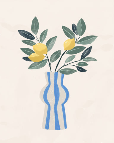 Lemon Stripe Vase