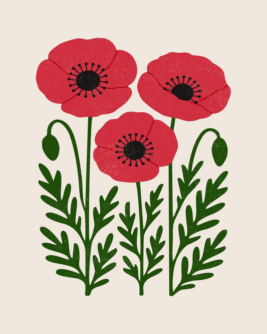 Abstract Classic Red Poppies