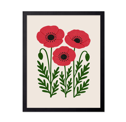 Abstract Classic Red Poppies
