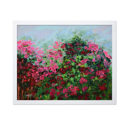 Lush Garden Of Pink And Red Roses