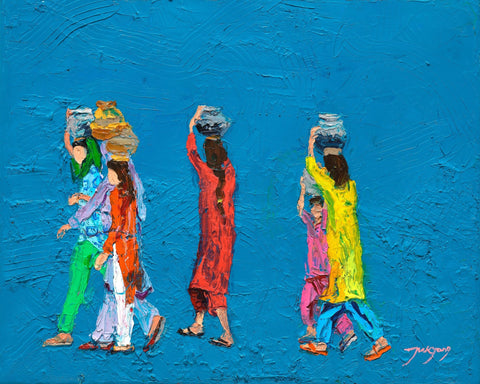 Women Walking With Baskets on Their Heads