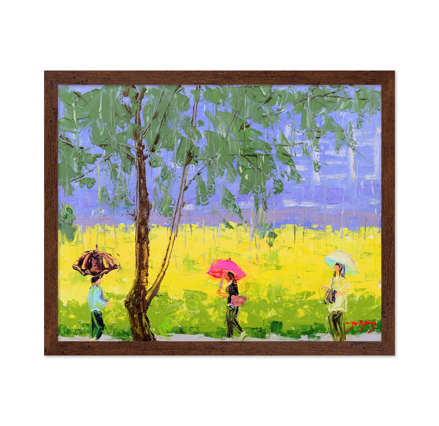 Rape Flower Landscape On A Rainy Day