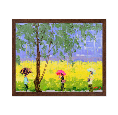 Rape Flower Landscape On A Rainy Day