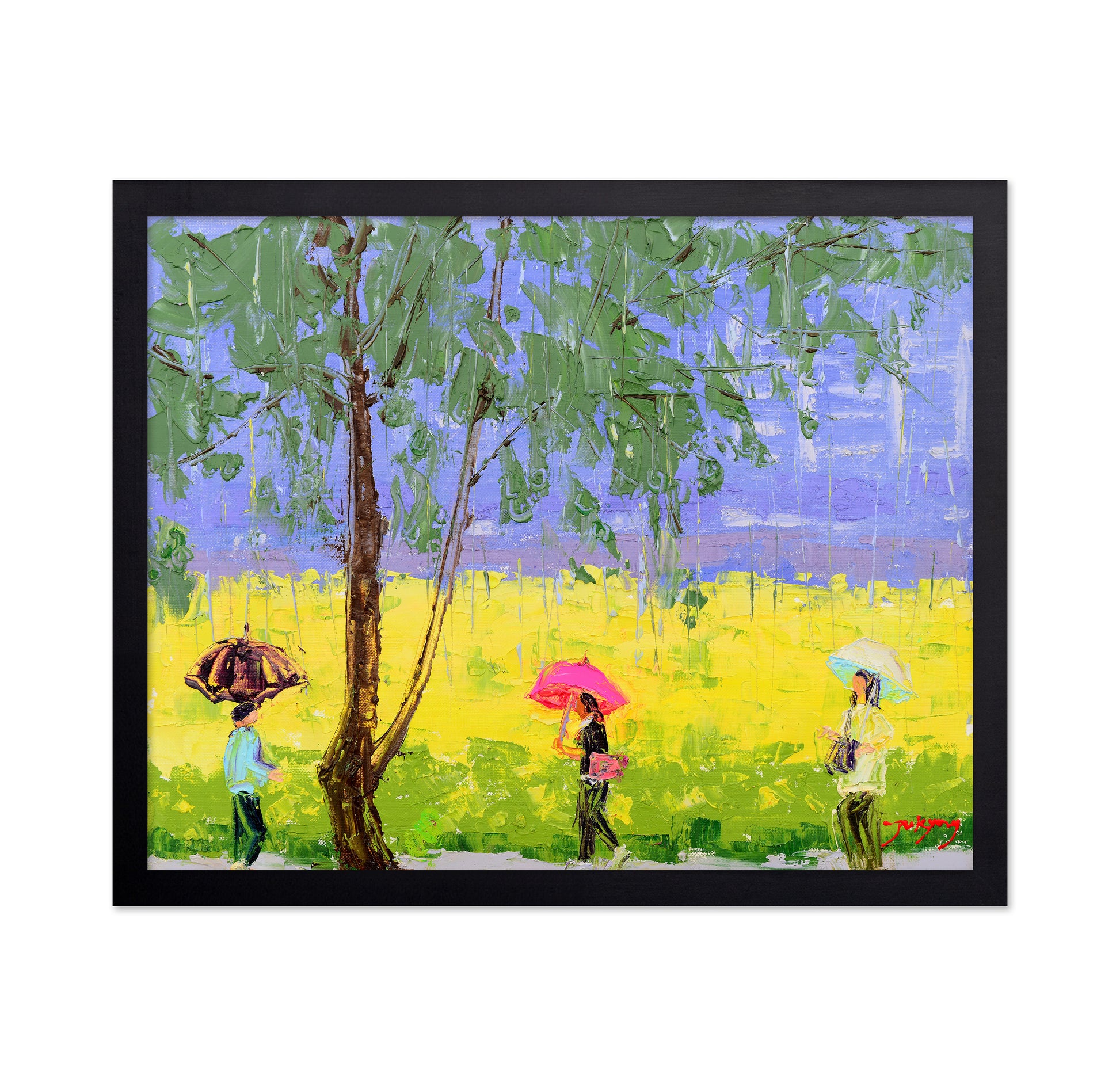 Rape Flower Landscape On A Rainy Day