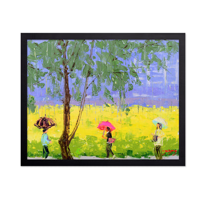 Rape Flower Landscape On A Rainy Day