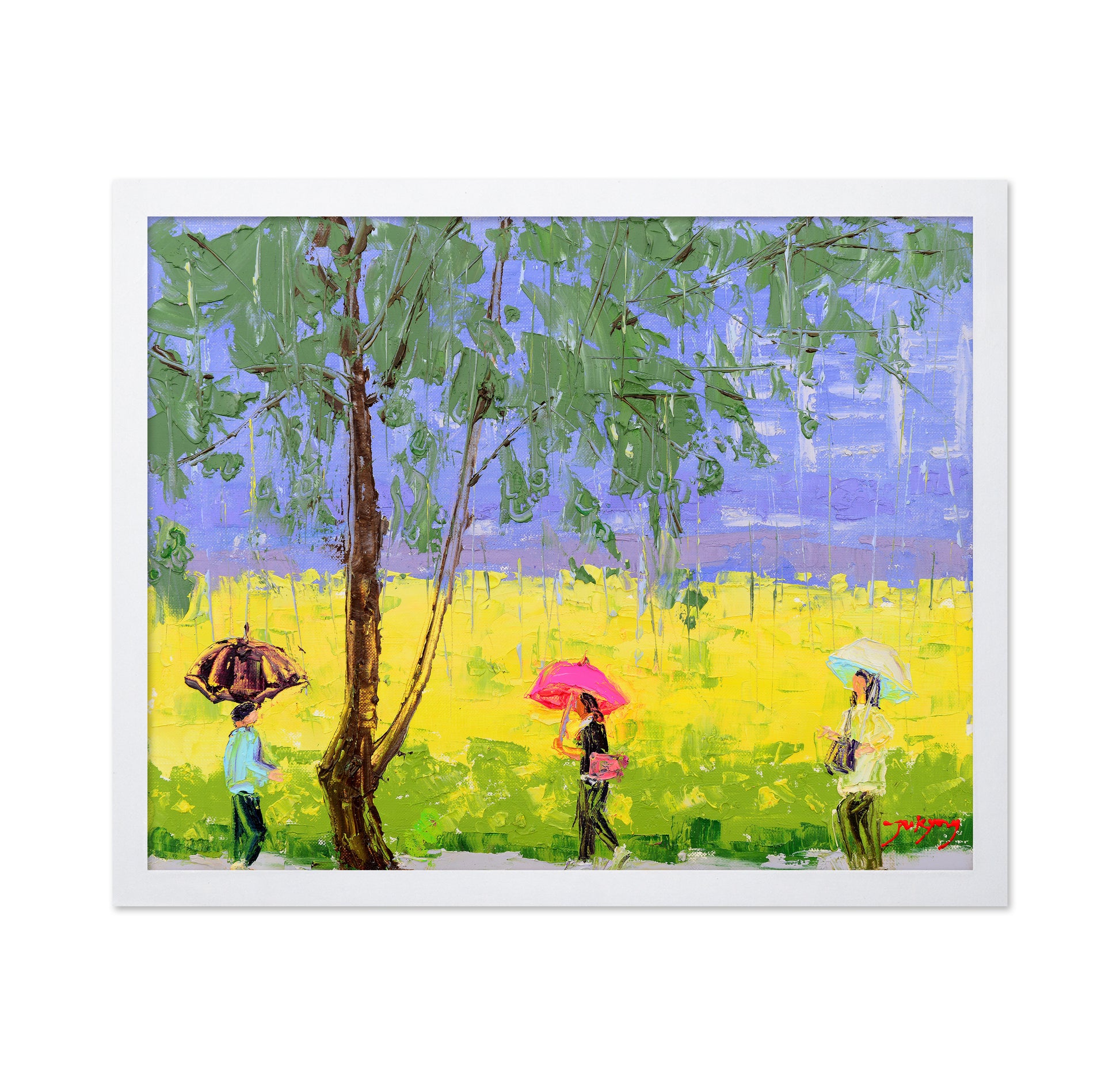 Rape Flower Landscape On A Rainy Day