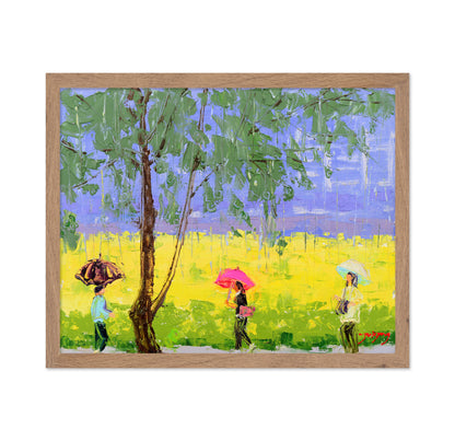 Rape Flower Landscape On A Rainy Day