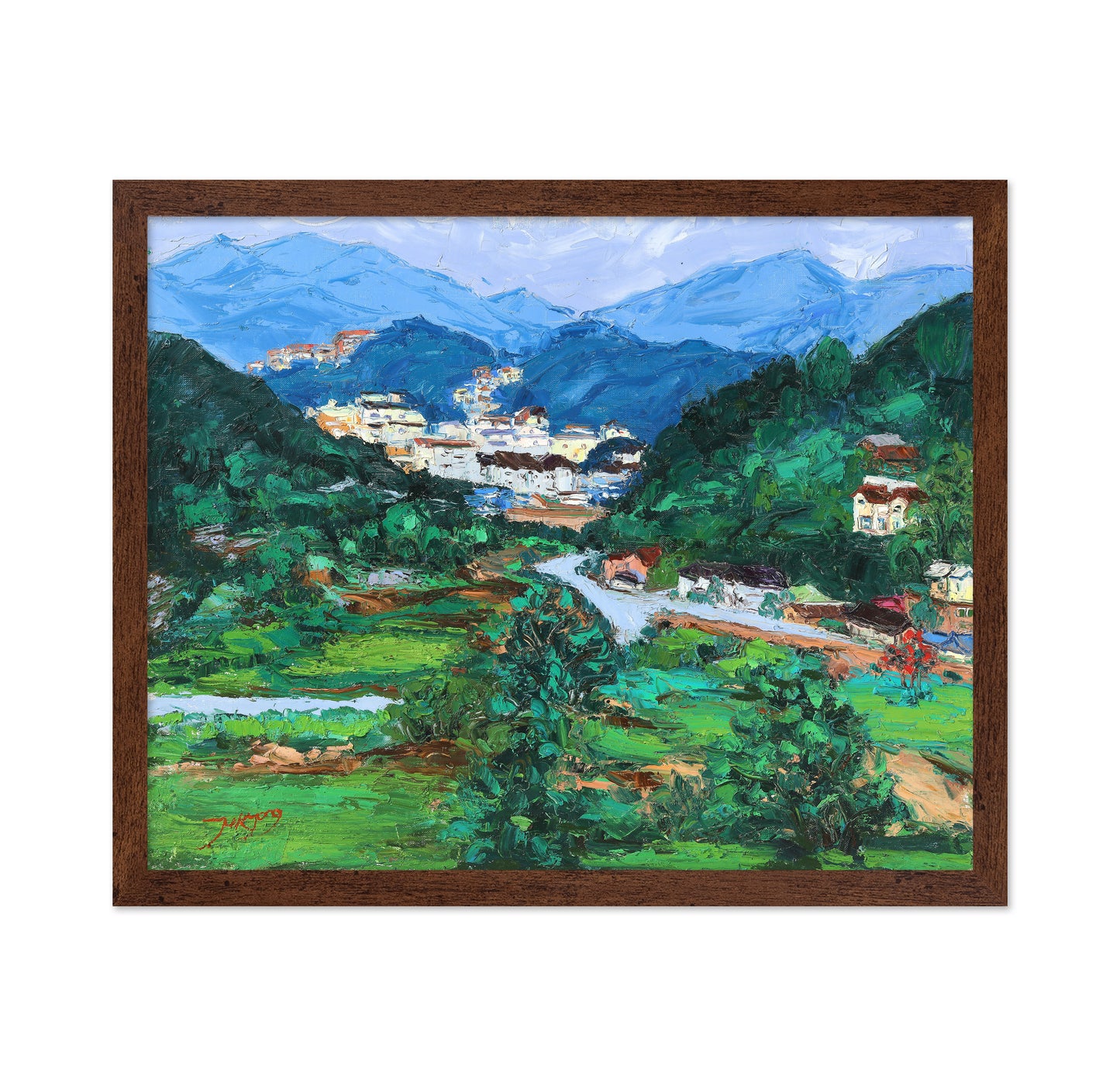 Serene Mountain Village Landscape