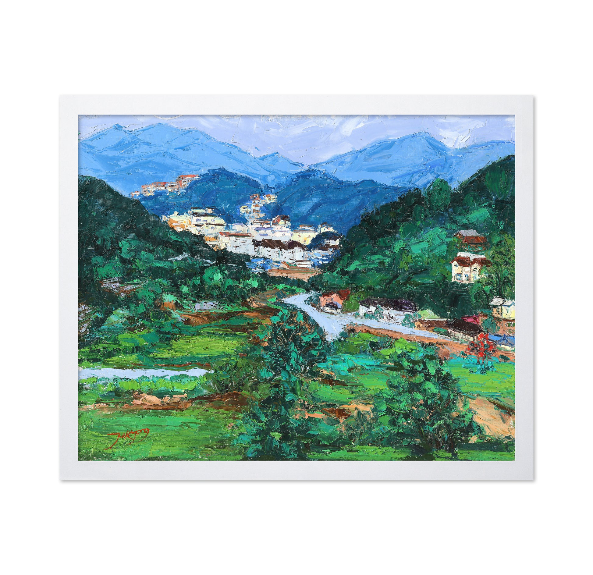 Serene Mountain Village Landscape