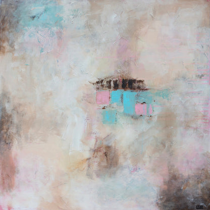 Teal And Beige Abstract Raw Painting