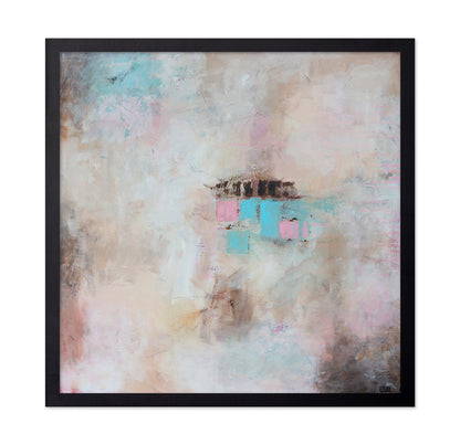 Teal And Beige Abstract Raw Painting
