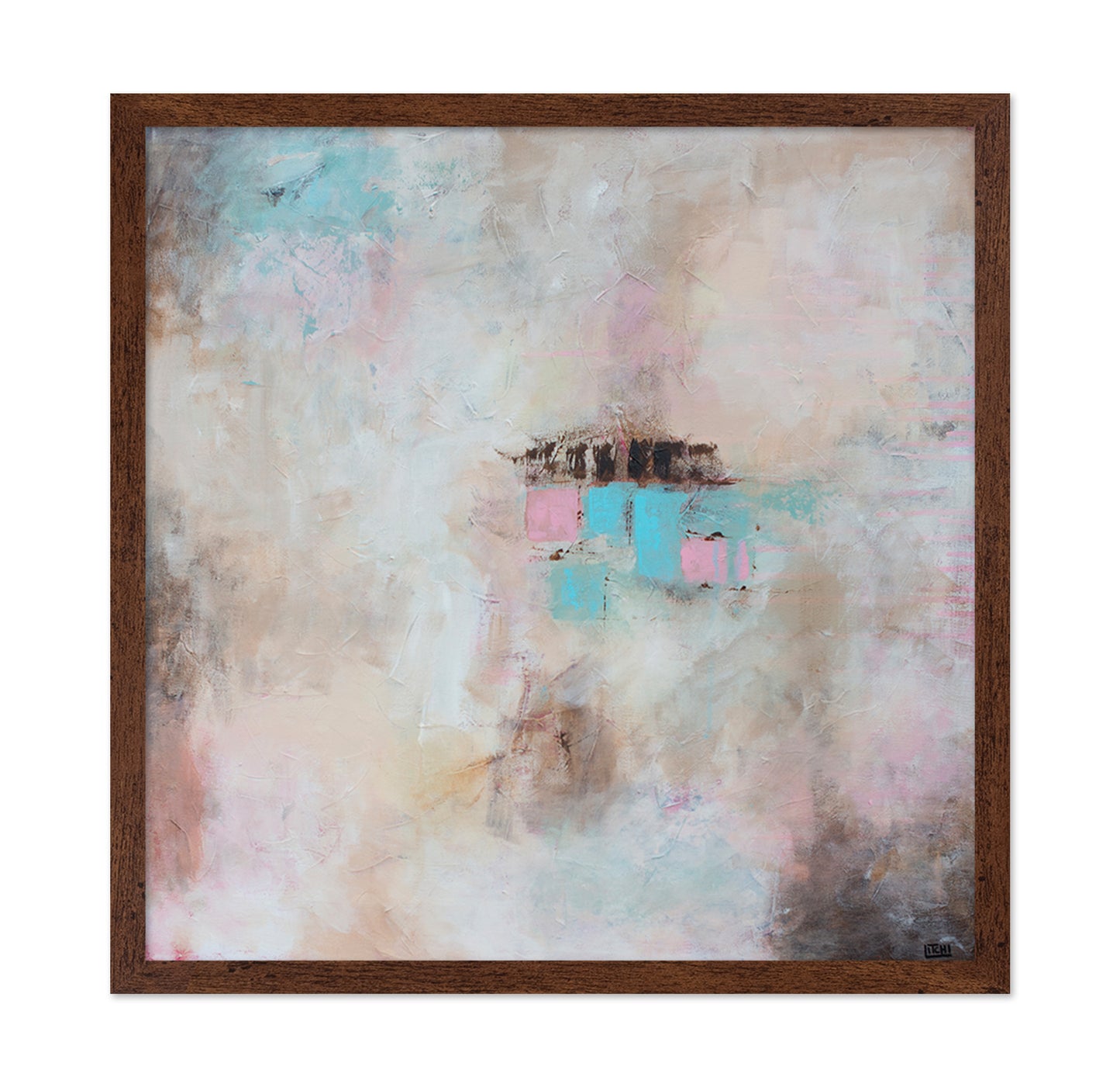 Teal And Beige Abstract Raw Painting