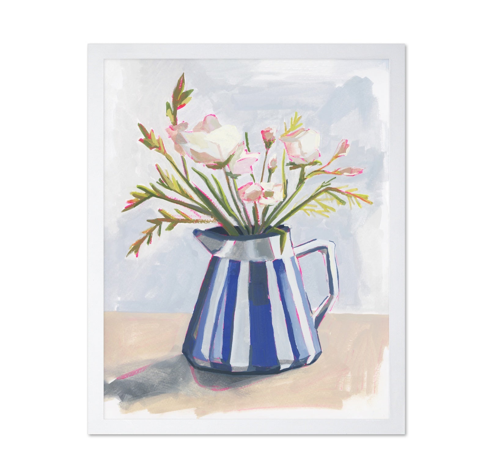 Fresh Flowers in a Striped Vase