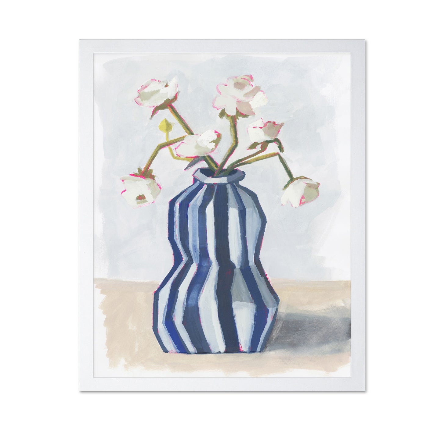 Flowers in a Striped Vase