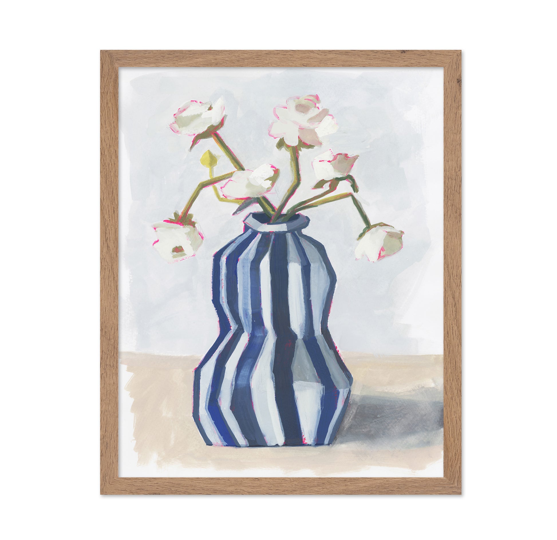 Flowers in a Striped Vase