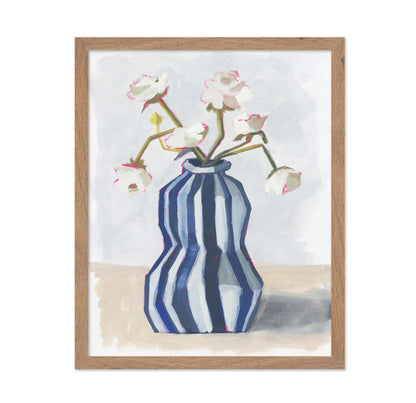 Flowers in a Striped Vase