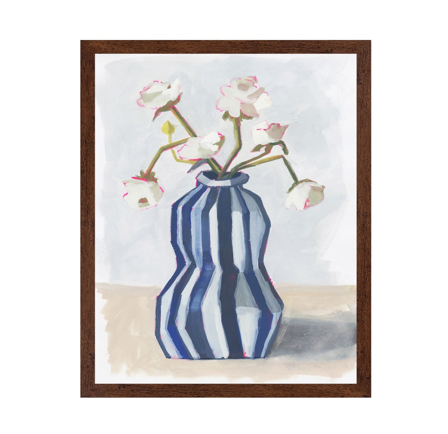 Flowers in a Striped Vase