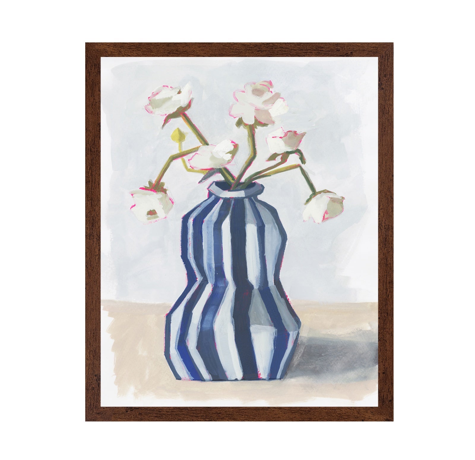 Flowers in a Striped Vase