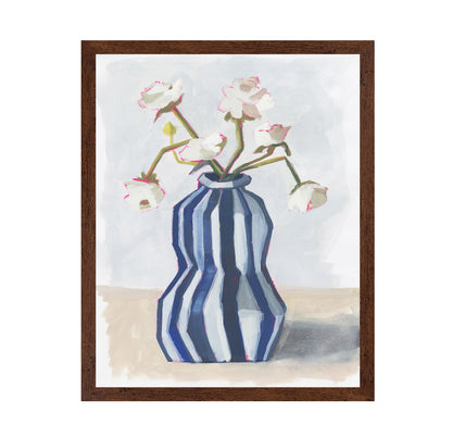Flowers in a Striped Vase