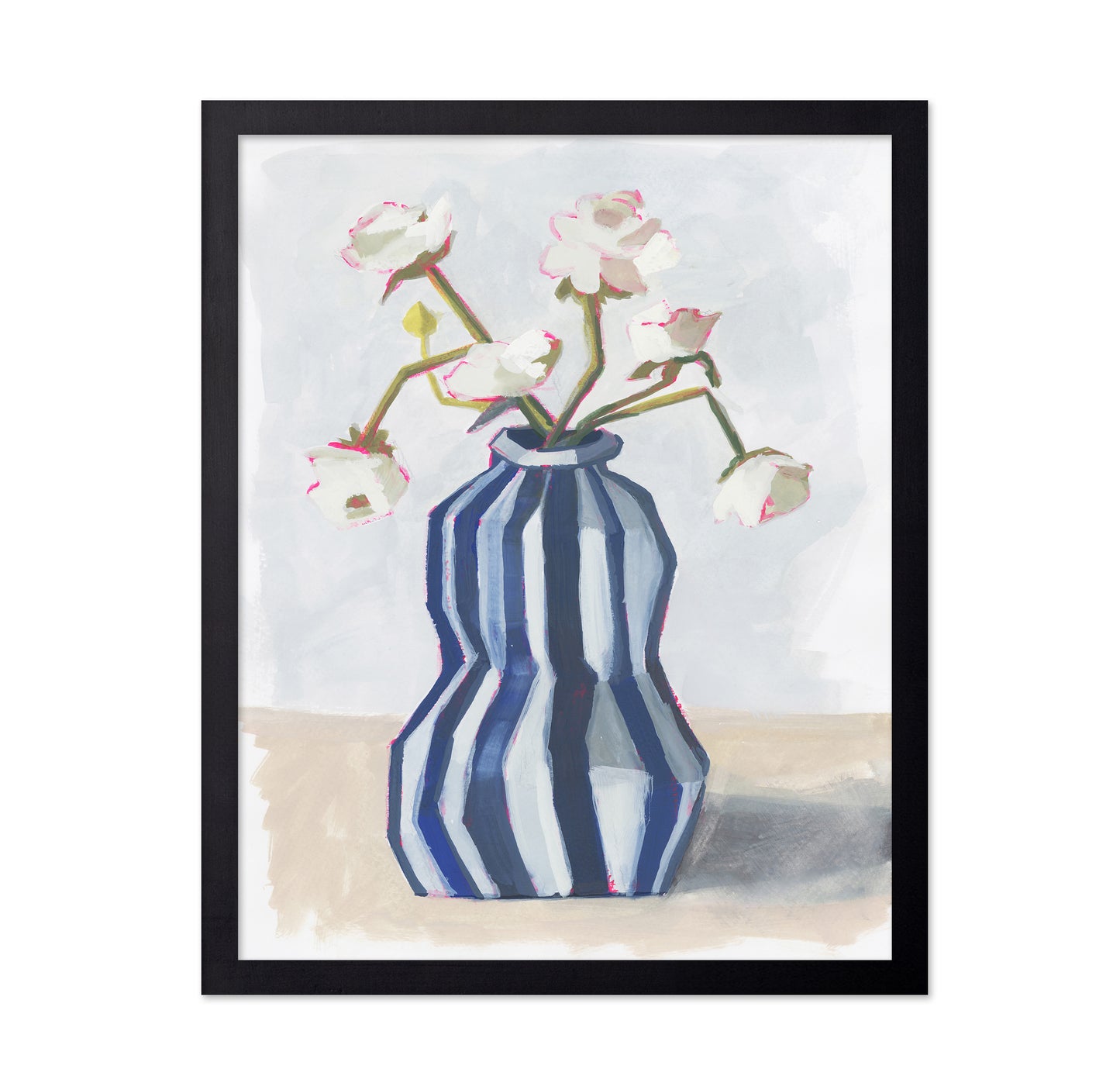 Flowers in a Striped Vase