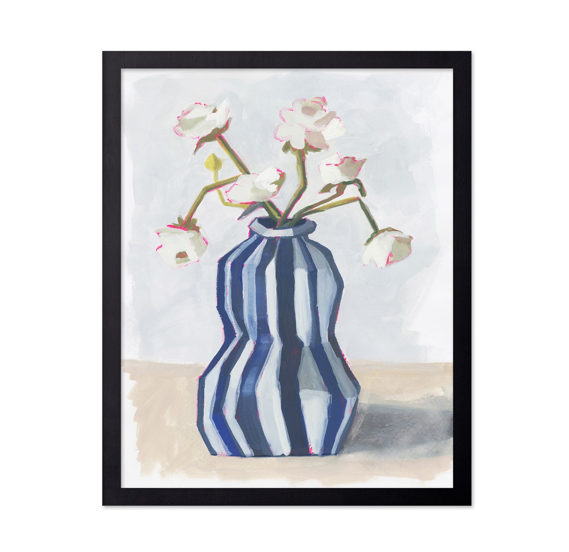 Flowers in a Striped Vase