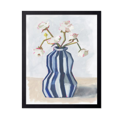 Flowers in a Striped Vase