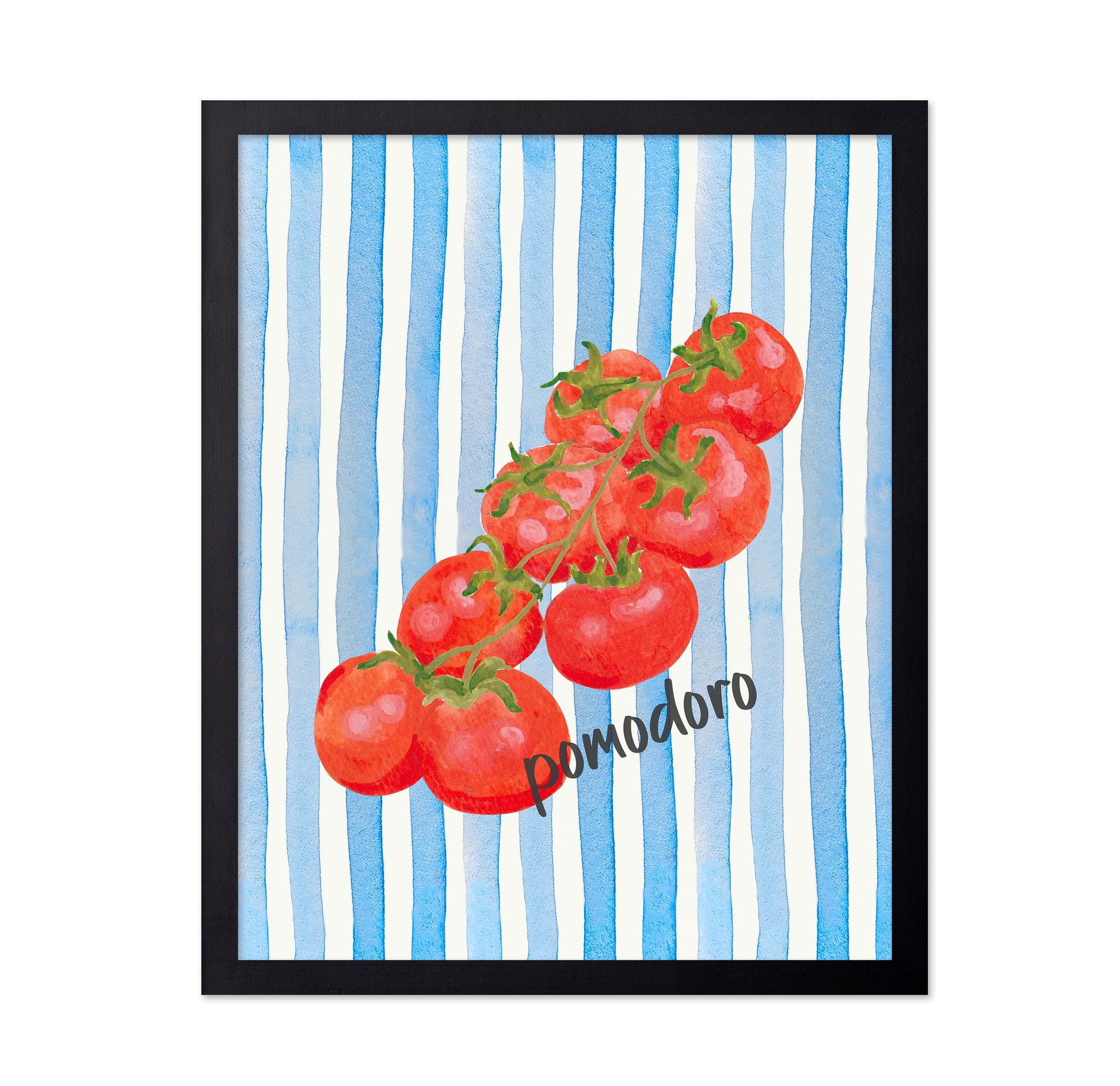 Pomodoro on Blue Watercolor Stripes