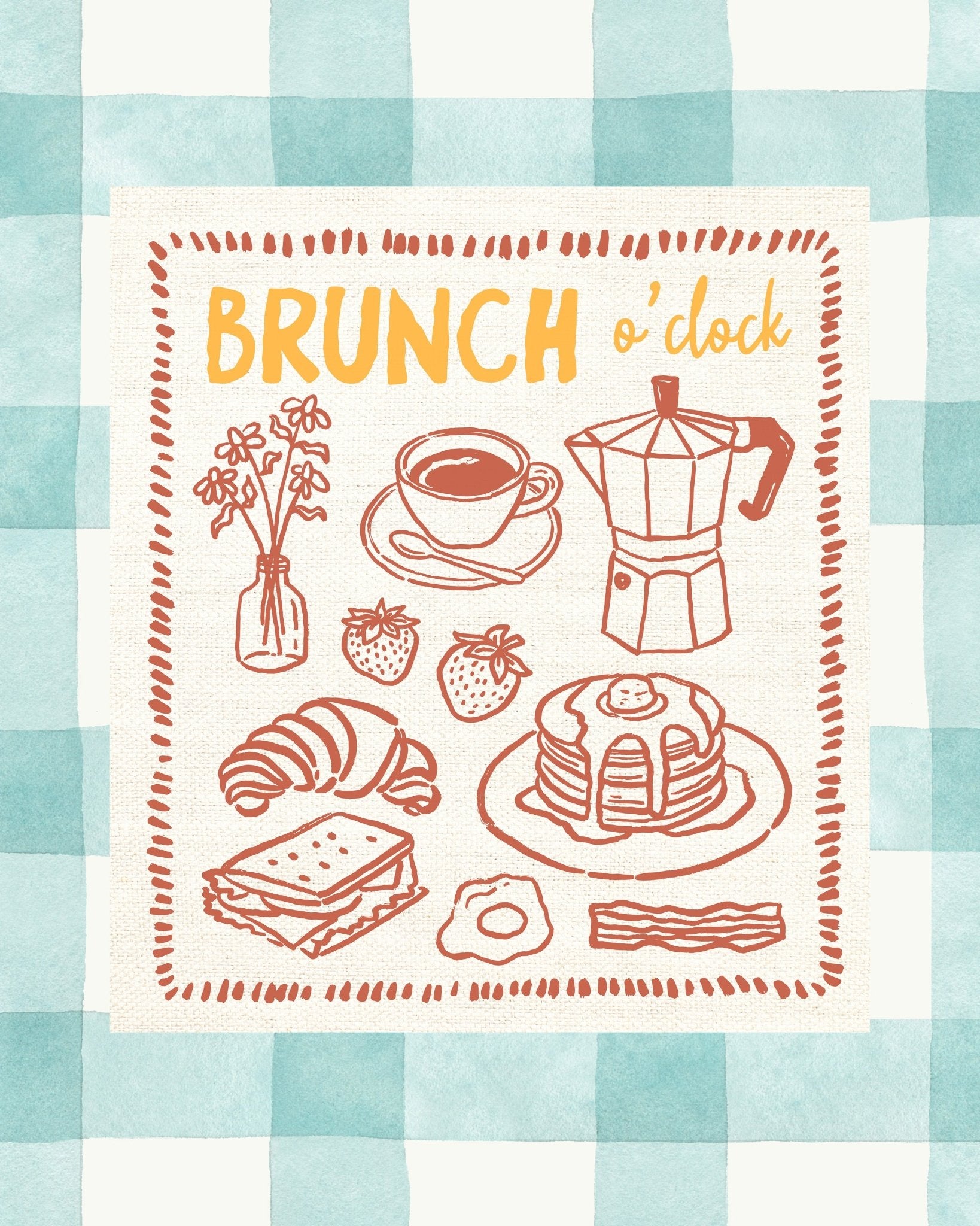 Brunch O'Clock on Green Checks