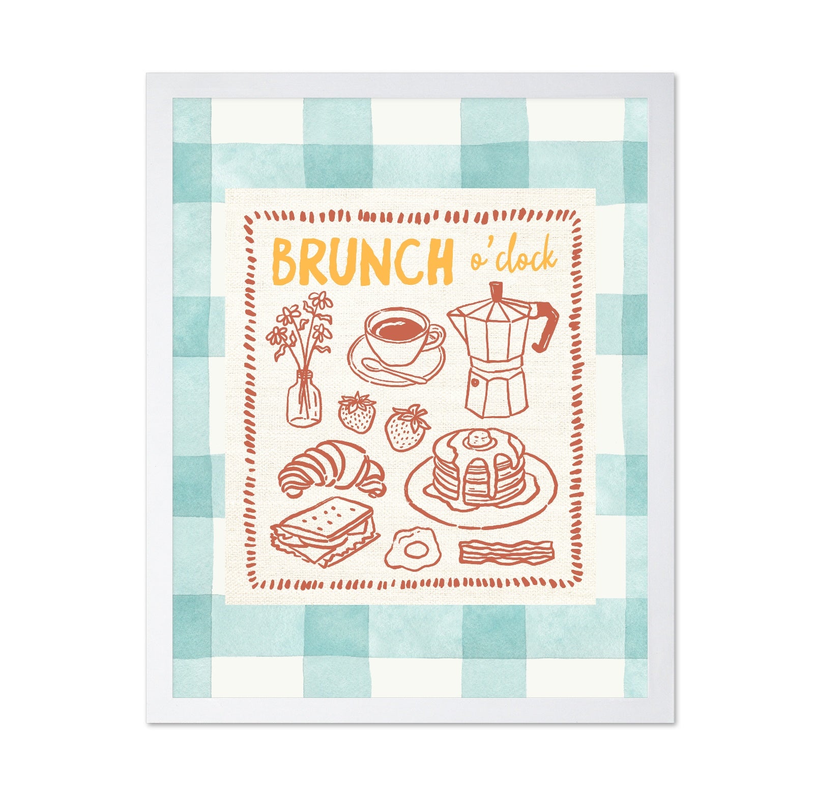 Brunch O'Clock on Green Checks