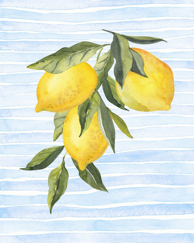 Lemons On Stripes Watercolor