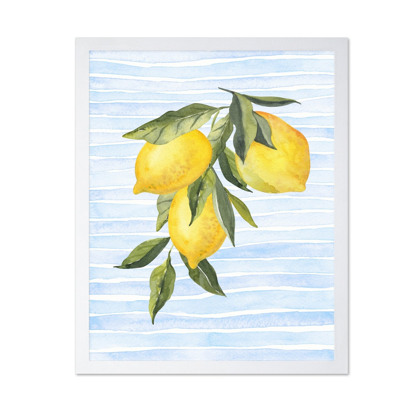Lemons On Stripes Watercolor
