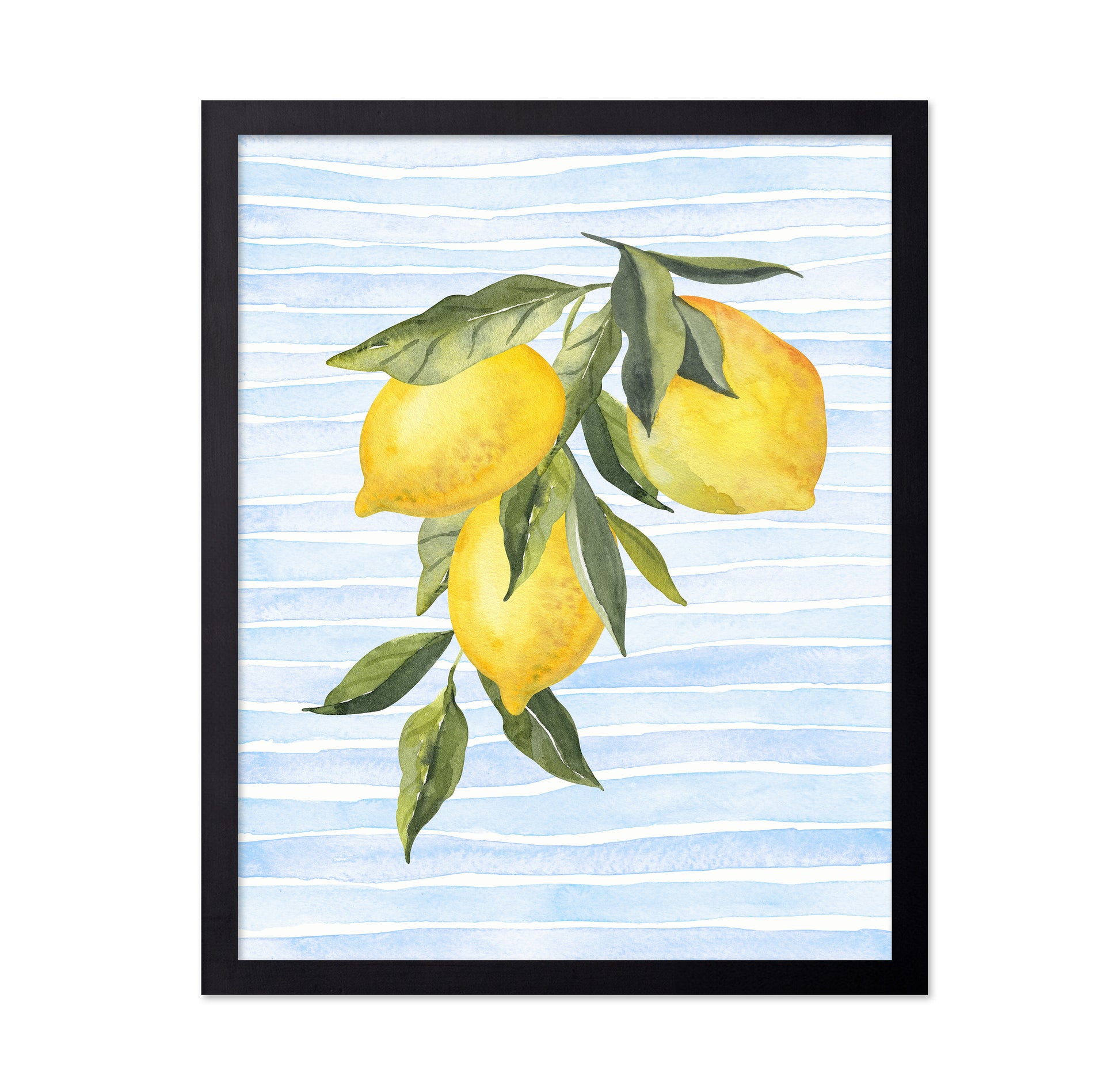 Lemons On Stripes Watercolor