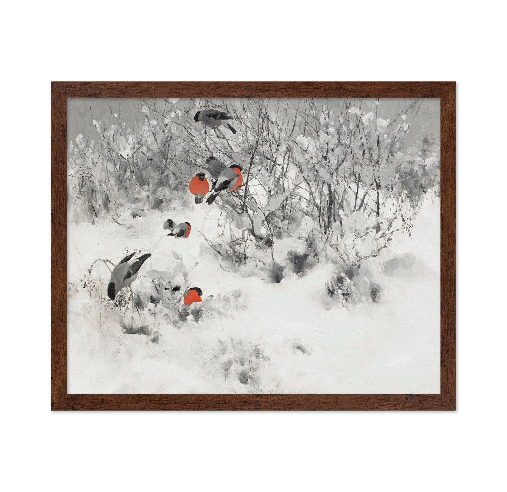 Winter Landscape with Bullfinches
