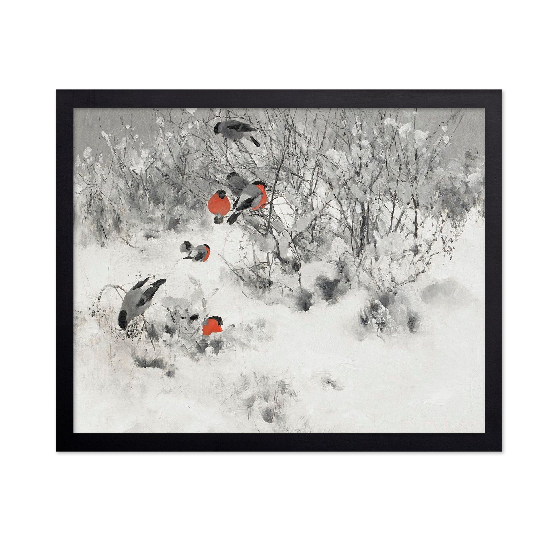 Winter Landscape with Bullfinches
