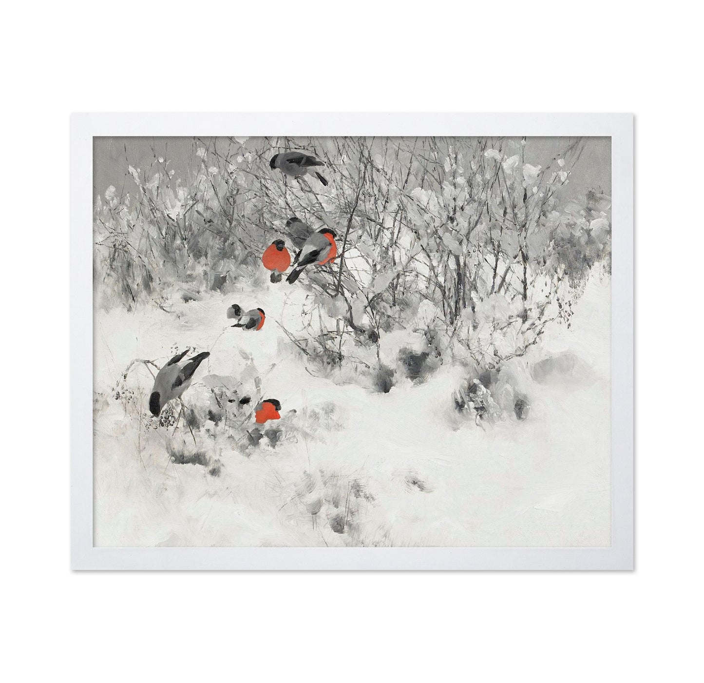 Winter Landscape with Bullfinches