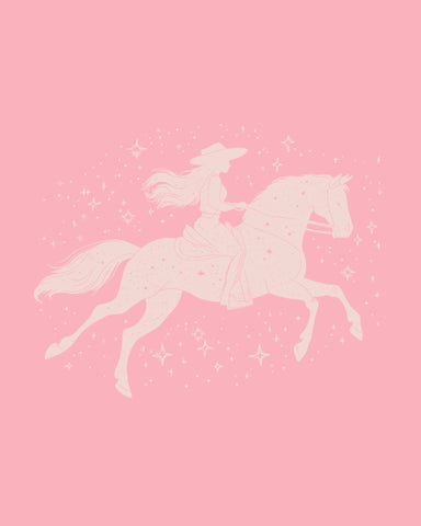 Silhouette Of A Cowgirl Riding A Horse