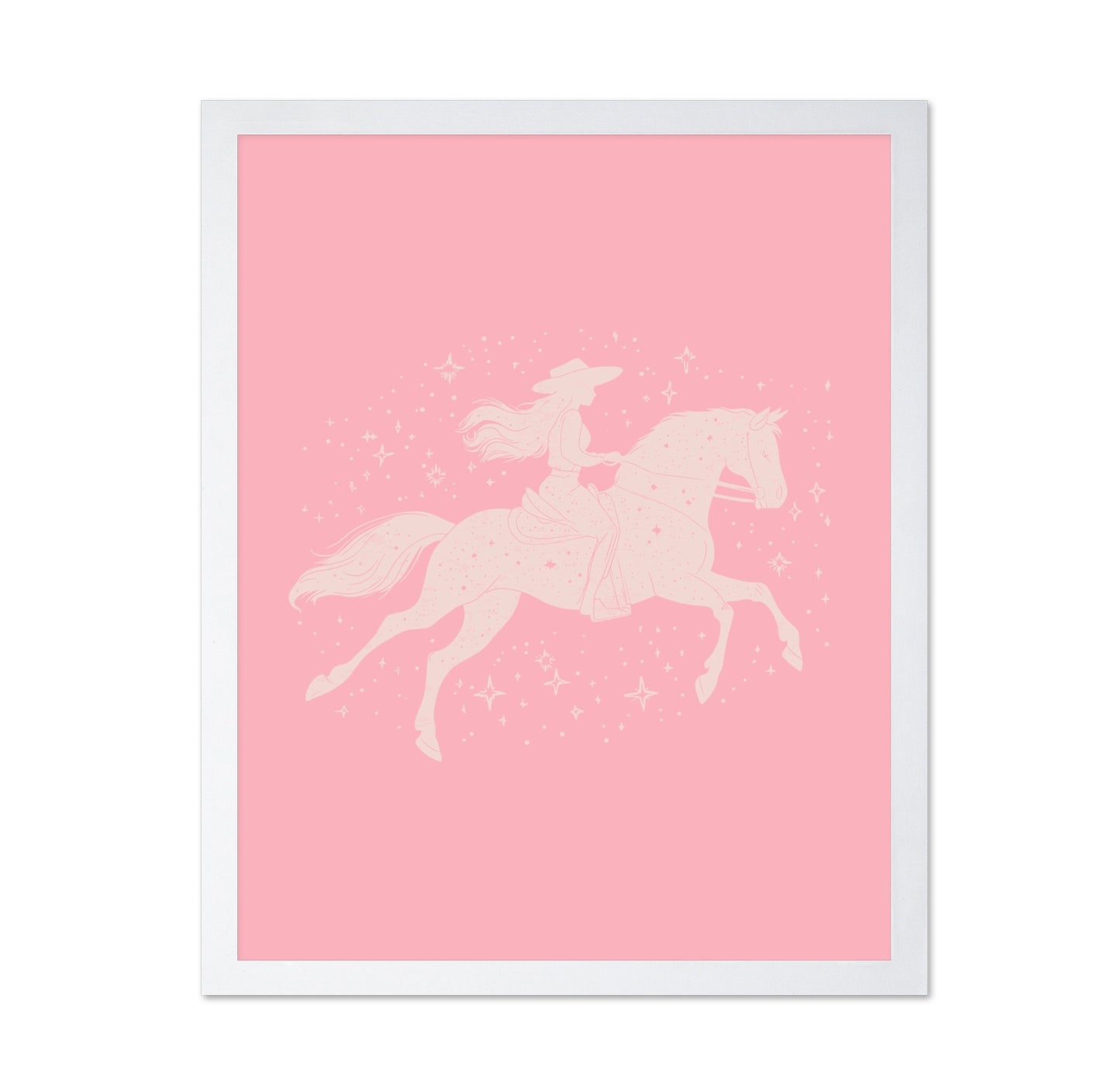 Silhouette Of A Cowgirl Riding A Horse