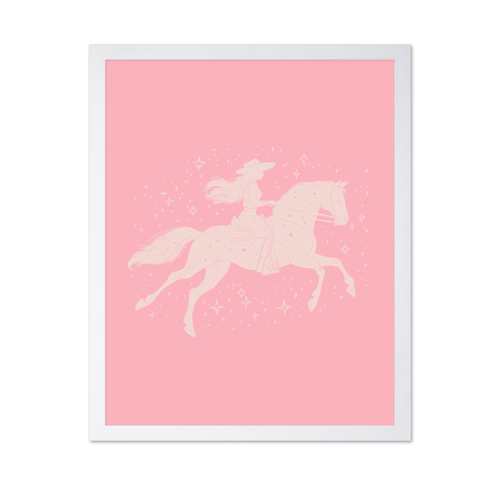 Silhouette Of A Cowgirl Riding A Horse