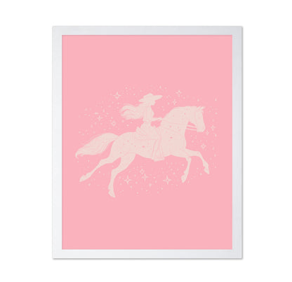 Silhouette Of A Cowgirl Riding A Horse